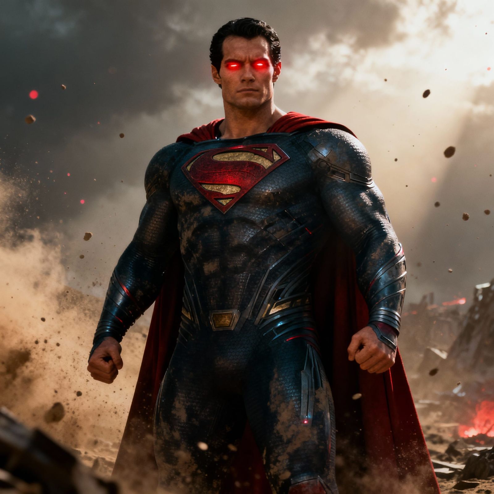 Cyborg Superman Heroically Stands in Apocalyptic Scene