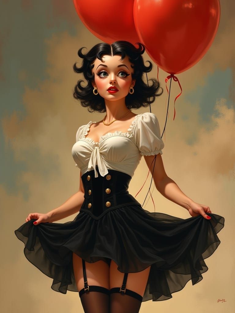 Betty Boop Portrait in Gil Elvgren Style