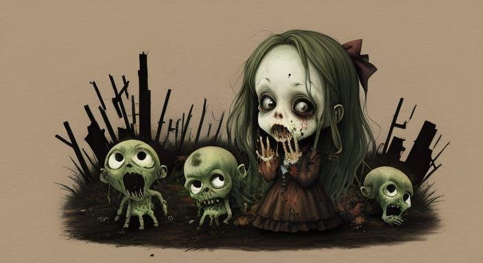 Cute Undead Baby in Horror Art