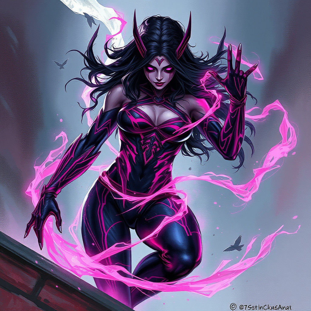 Sinister Psylocke Spiral Amalgam in Dark Fantasy Style
