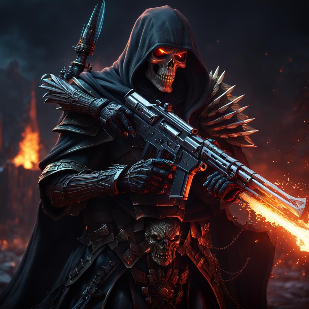 Armored Grim Reaper with Spiked Rifle