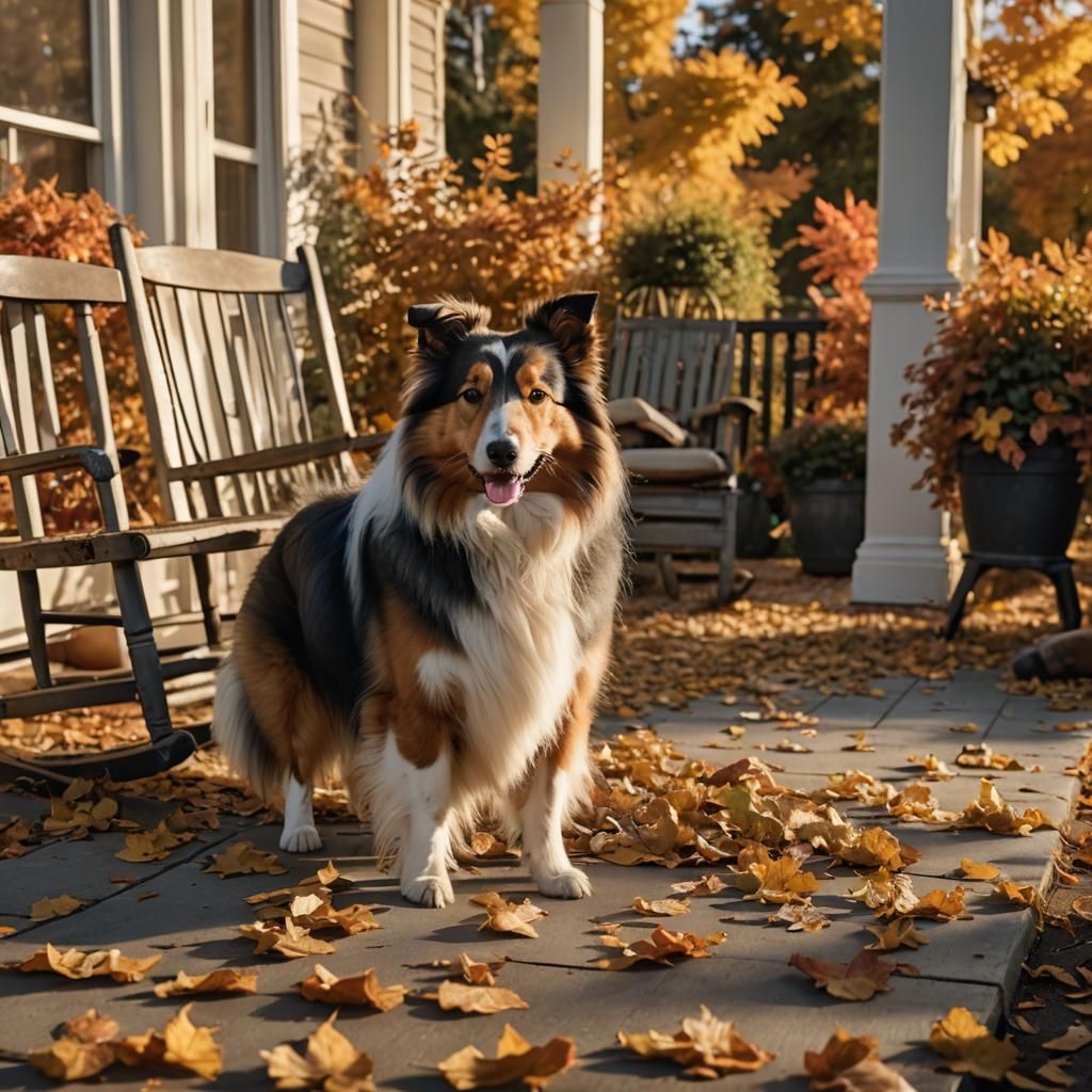 Autumn Dog: Hyperrealistic HDR Photography, Golden Hour