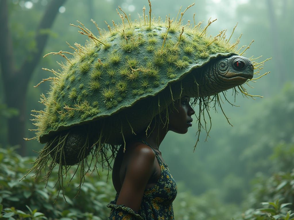 Giant Head Seeks Forbearance Through Mauve Limegreen Black S...