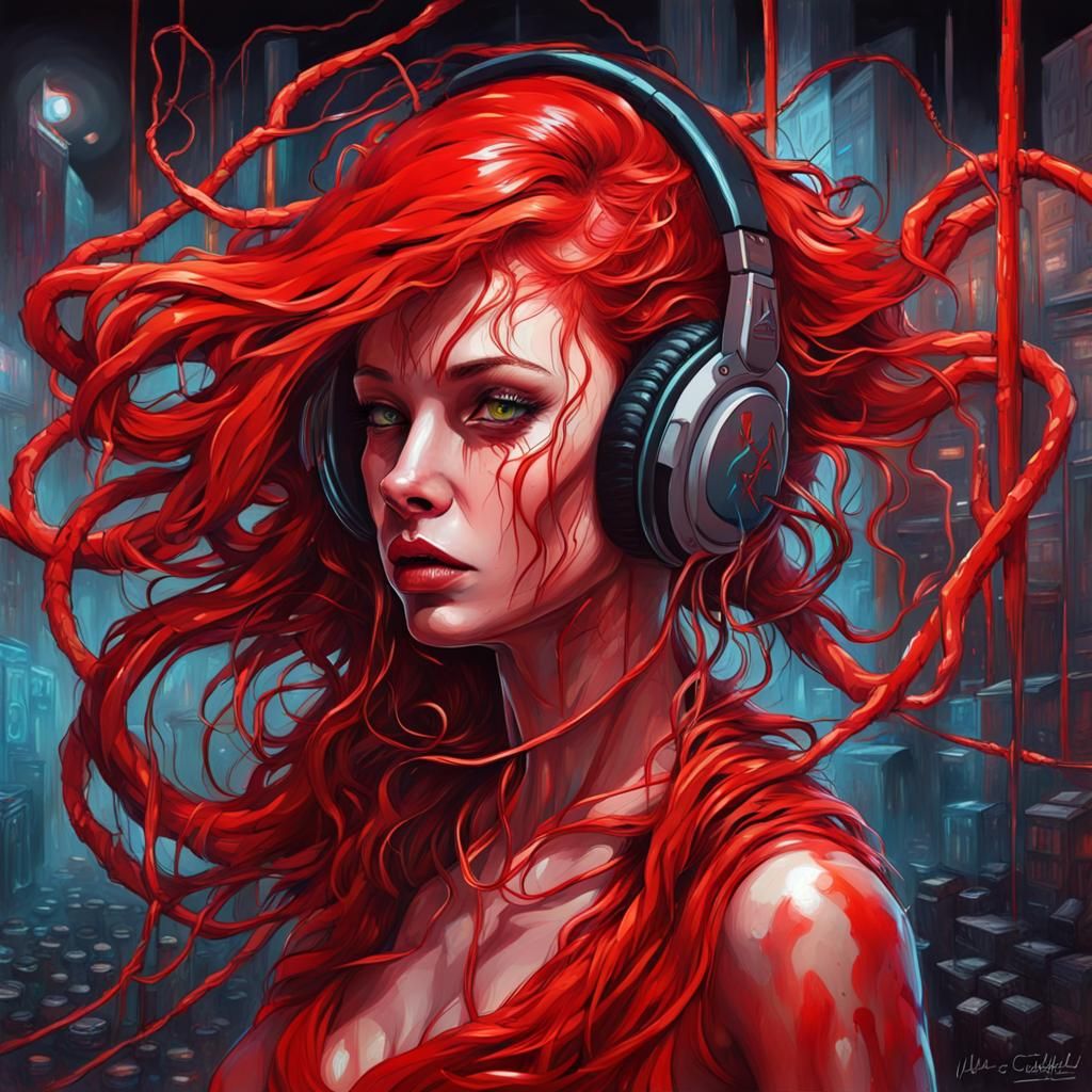 Cyberpunk Lovecraftian Beauty Battles Soldiers