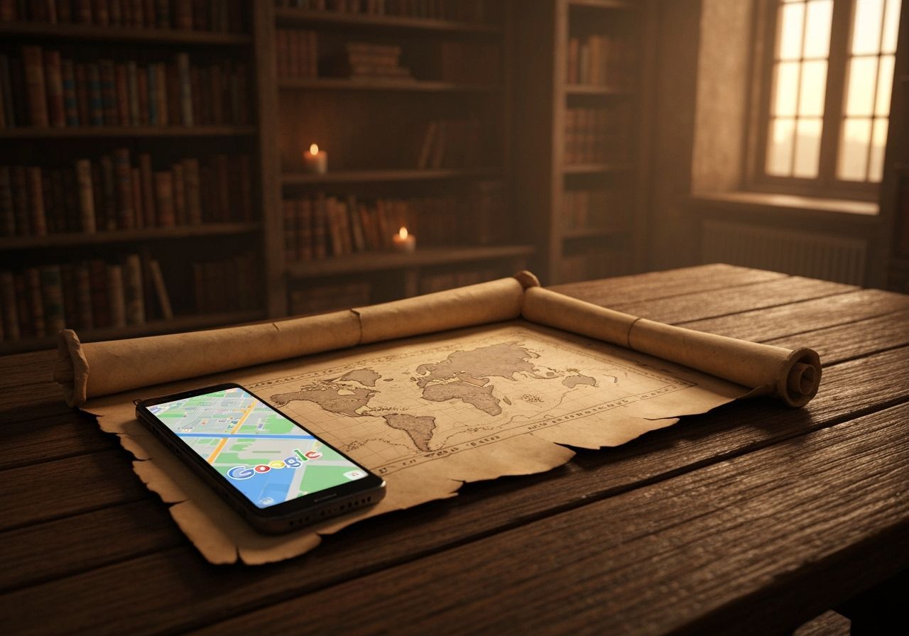 Medieval Library Meets Modern Tech in Fantasy Art