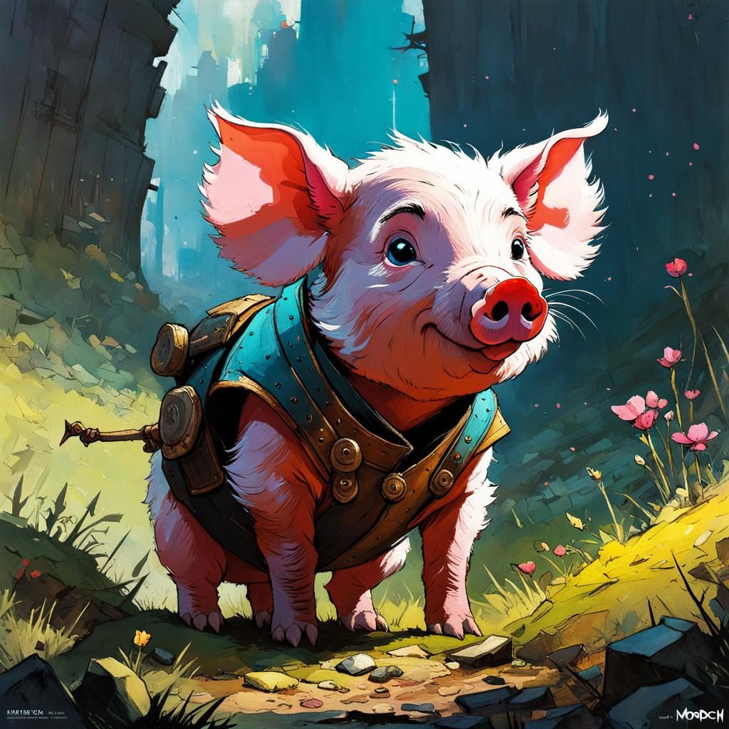 Cheeky Piglet in Fantasycore Style