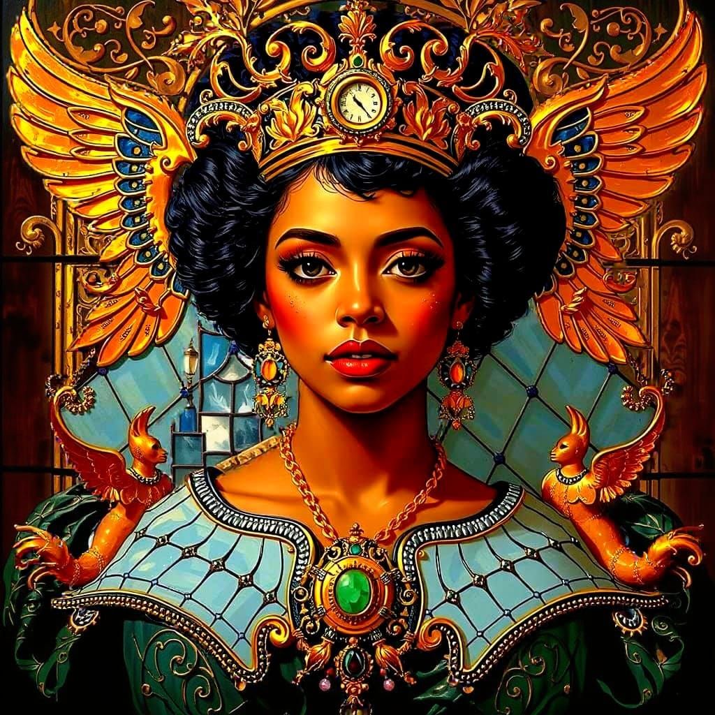 Josephine Baker in Gilded Elegance, in the Style of Thomas G...