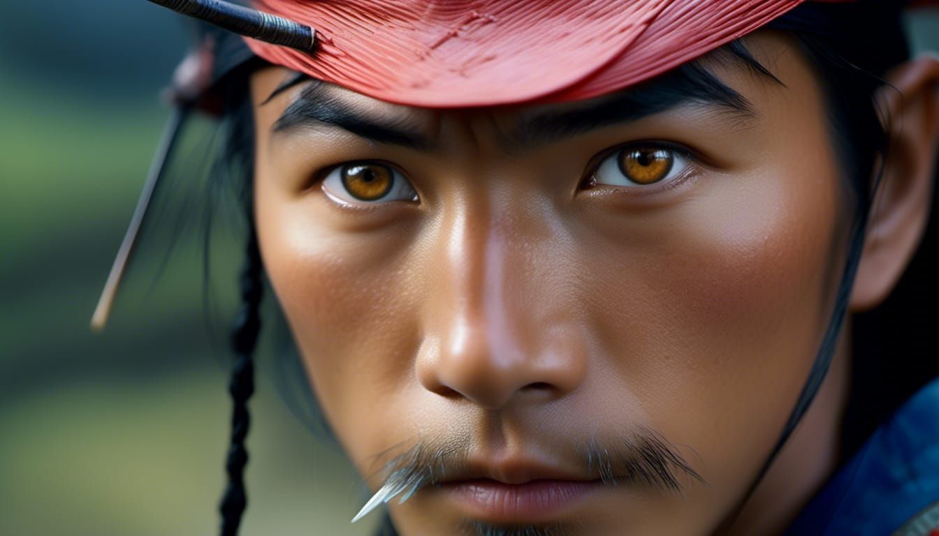 Samurai Portrait Tempered by Youth, Professional Photography...