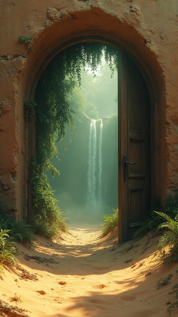 Ancient Desert Door Opens to Mysterious Green Oasis