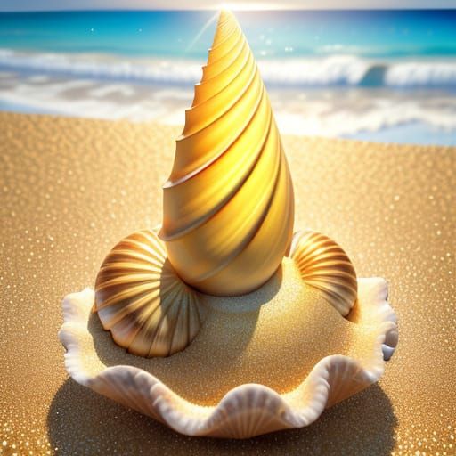 Sunshine Beach: Hyper-Realistic Sand and Shells in Digital A...