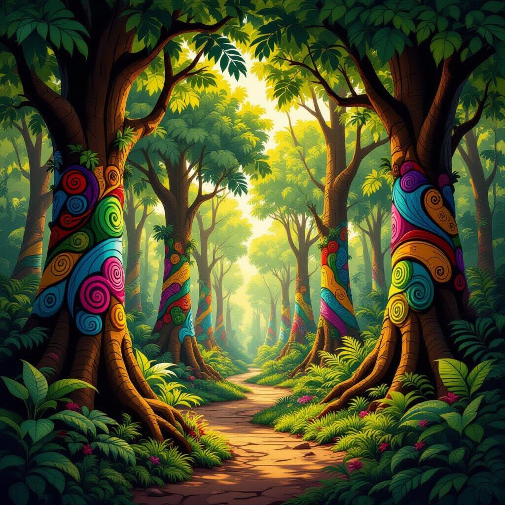 Lush Chocolate Forest in Whimsical Style