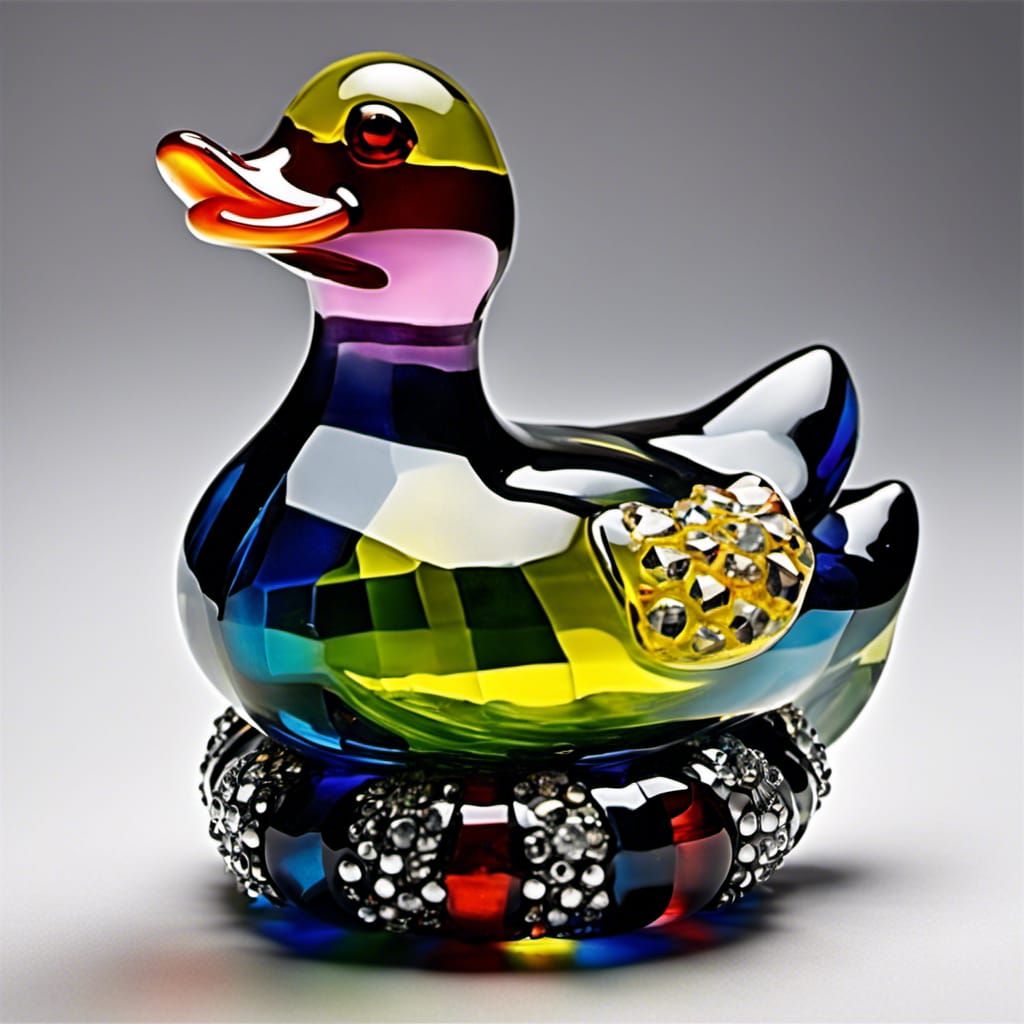Bejeweled Punk Rock Glass Rubber Ducky