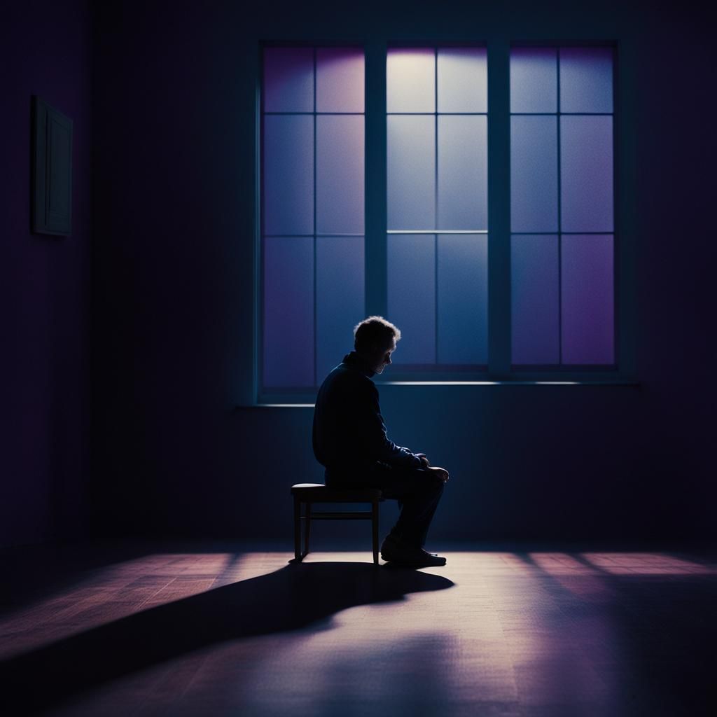 Moody Film Still: Solitary Figure in Shadow