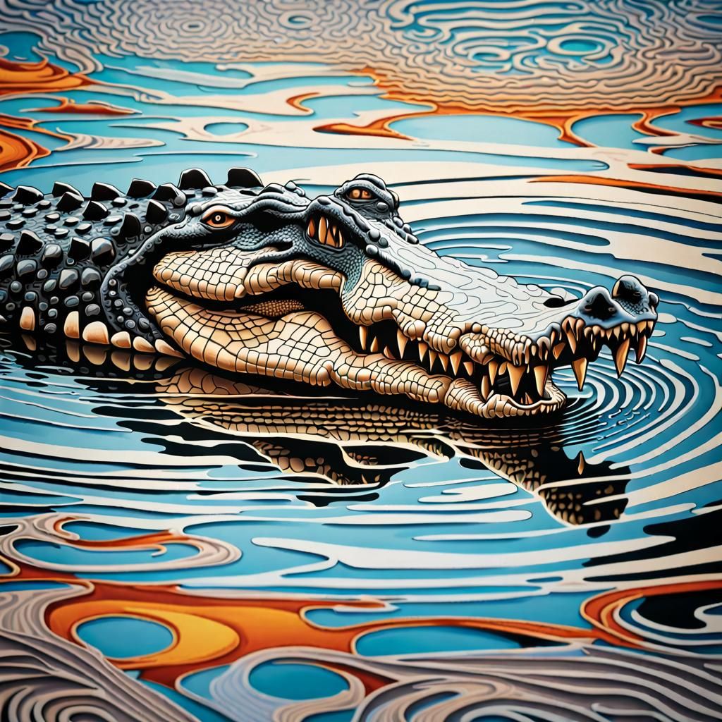 Crocodile Snout with Zendoodling Optical Illusion