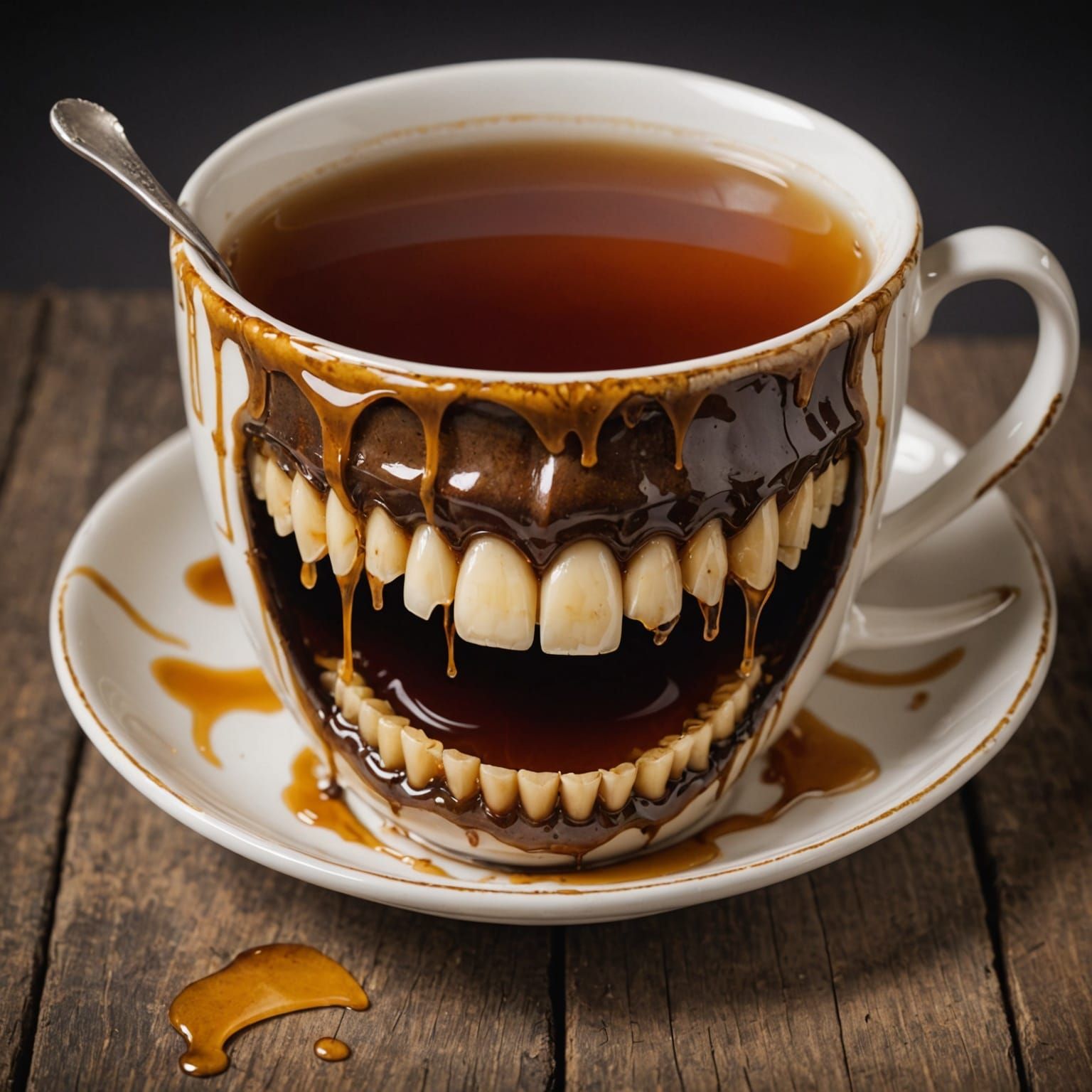 Humorous Dripping Tea Stained Teeth