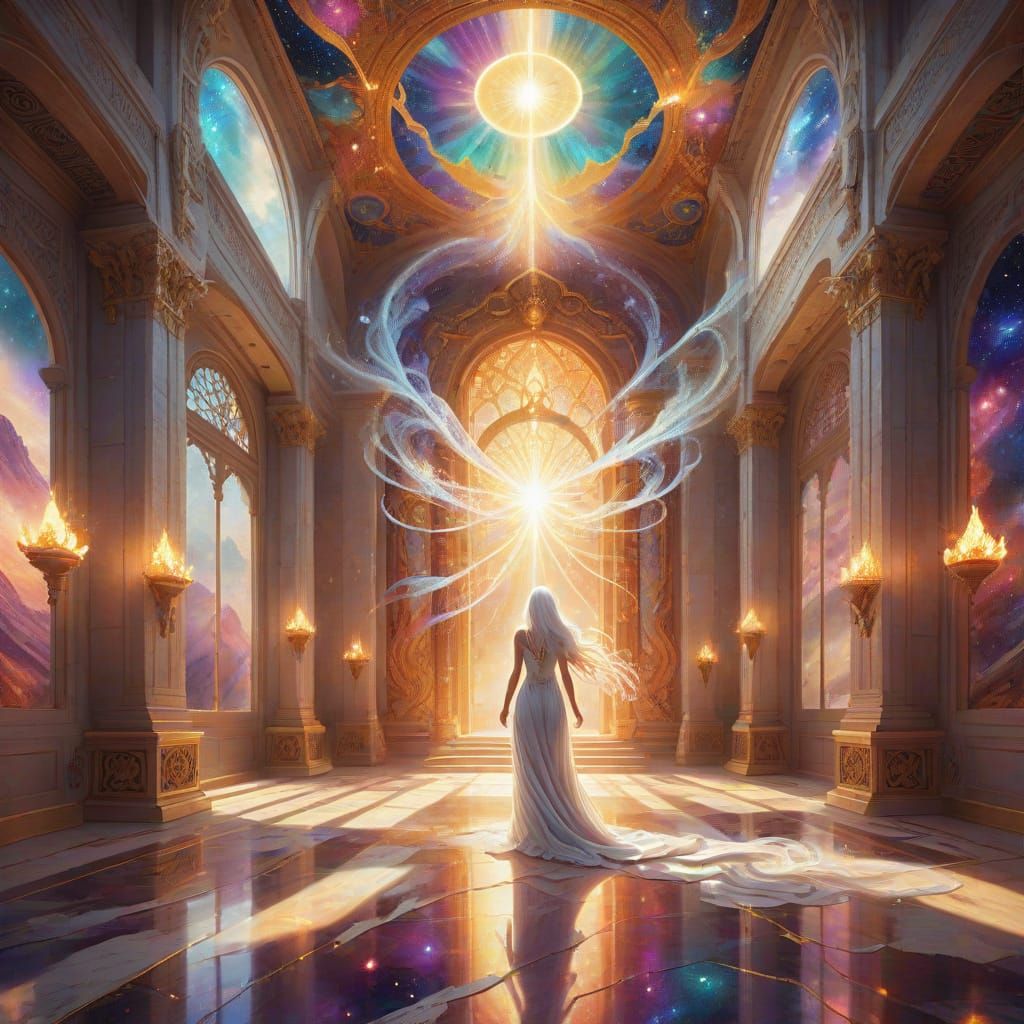 Ethereal Goddess in Cosmic Halls