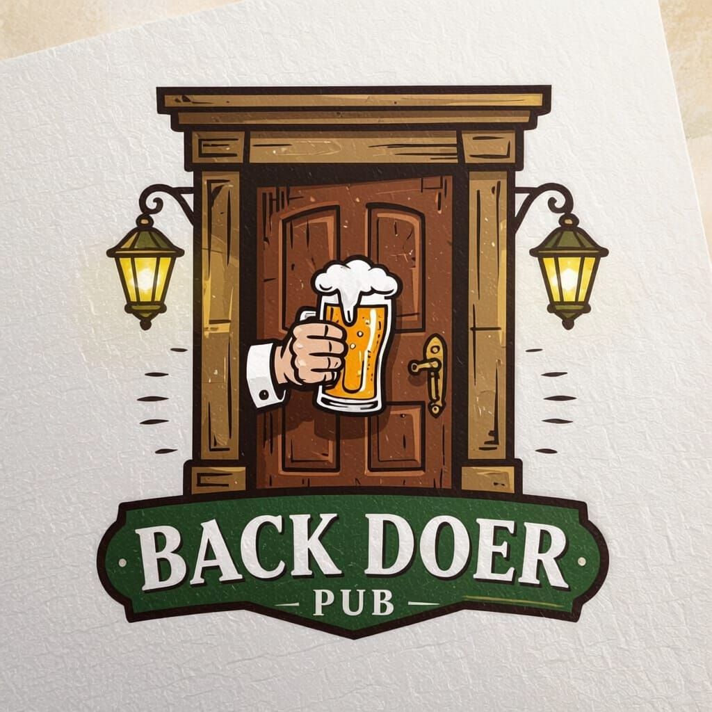 Pub Logo Design: Door and Pint Icon