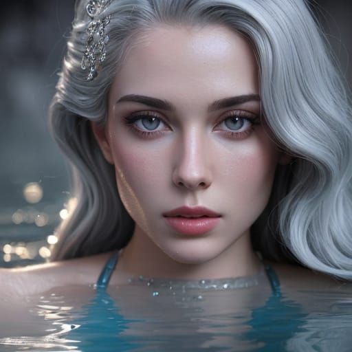 Beautiful Woman in Hot Spring: UHDR RAW Photo