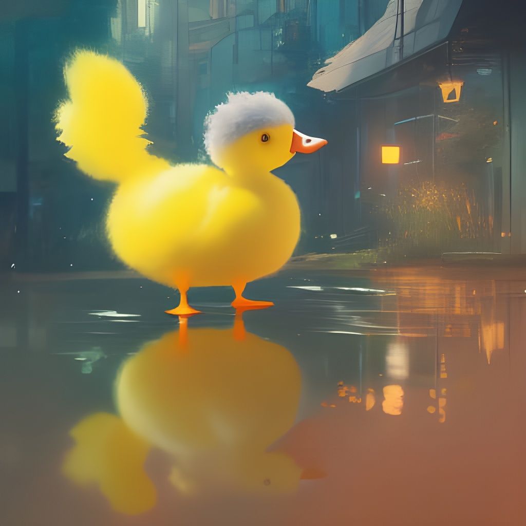 Cute Yellow Duck Inspired by Studio Ghibli