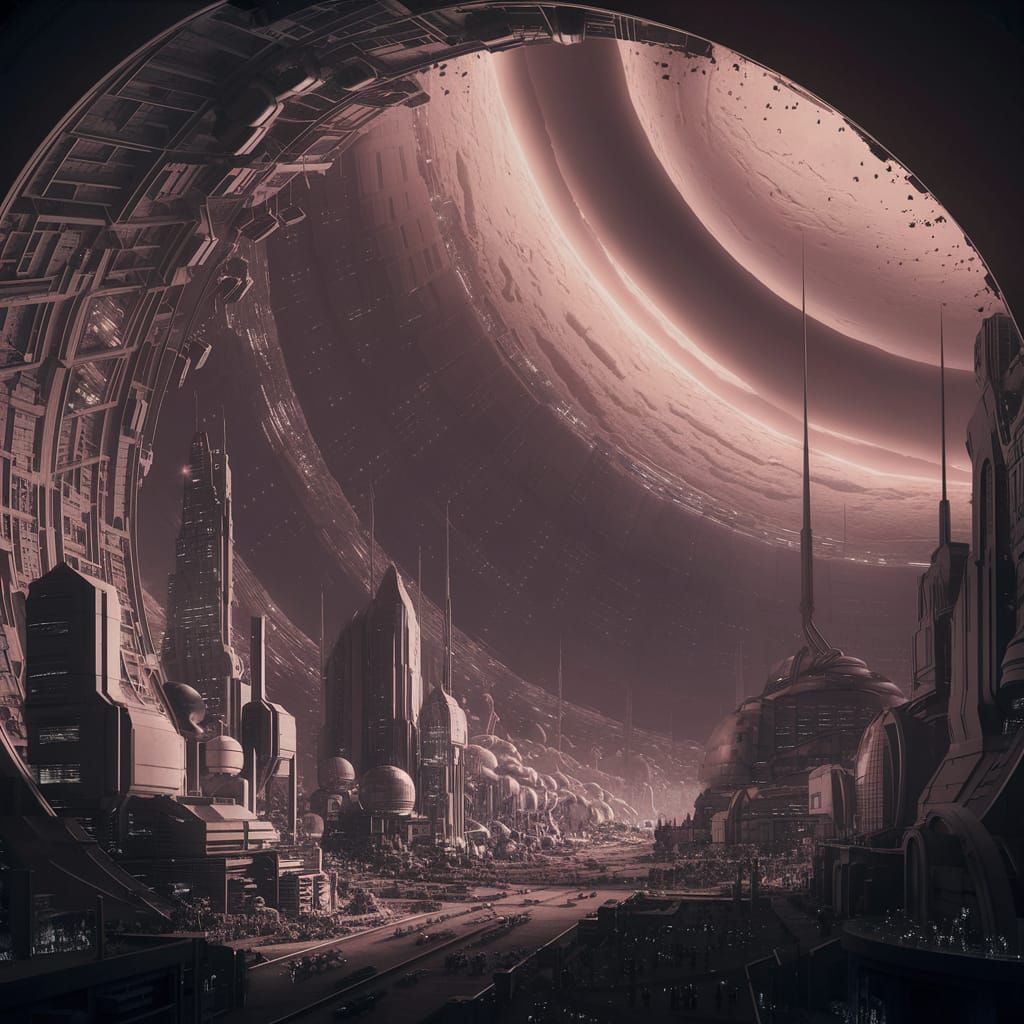 Futuristic Martian City Inside Colossal Sphere