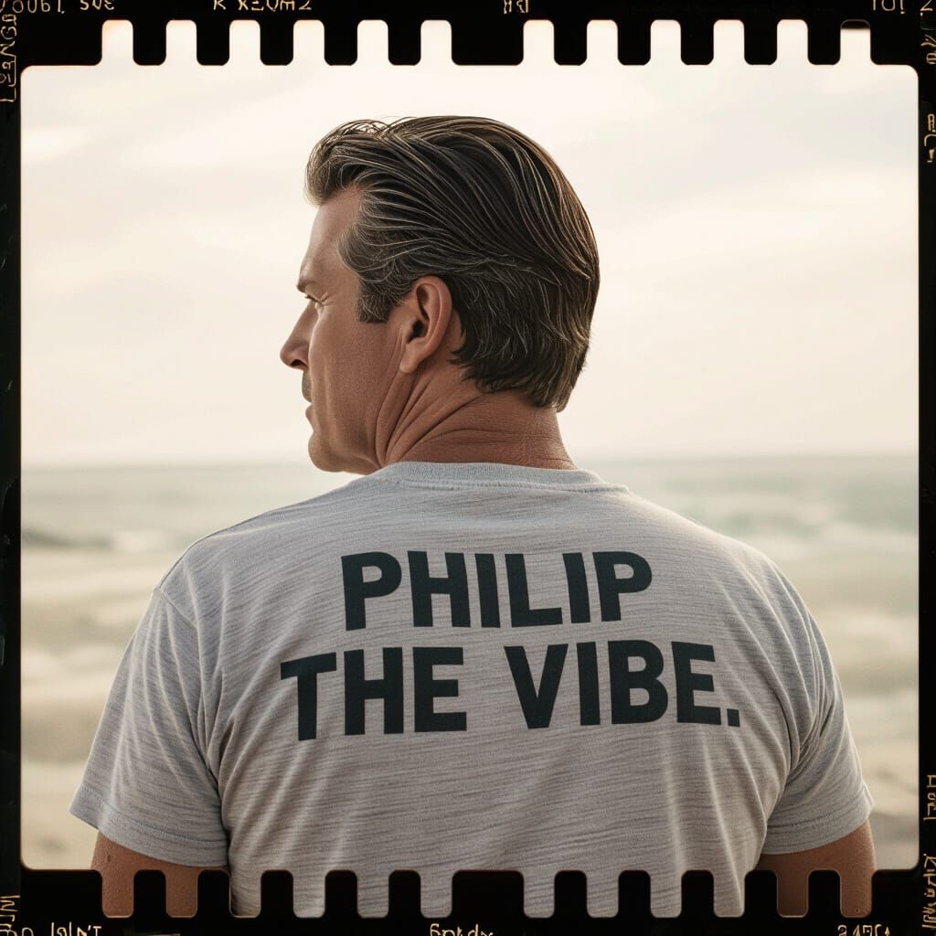 Man in 1980s T-Shirt, Viewed From Back