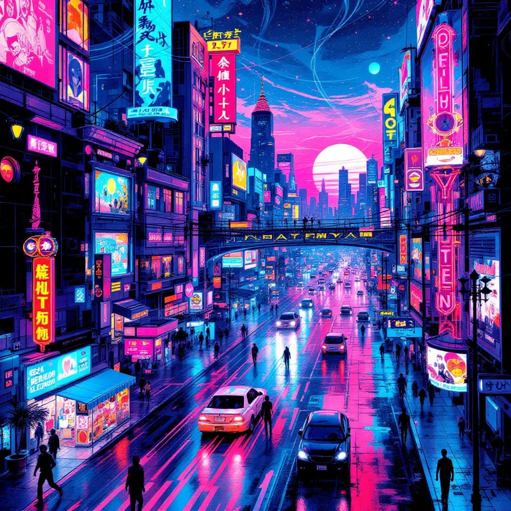 Vaporwave Fantasy Nightlife