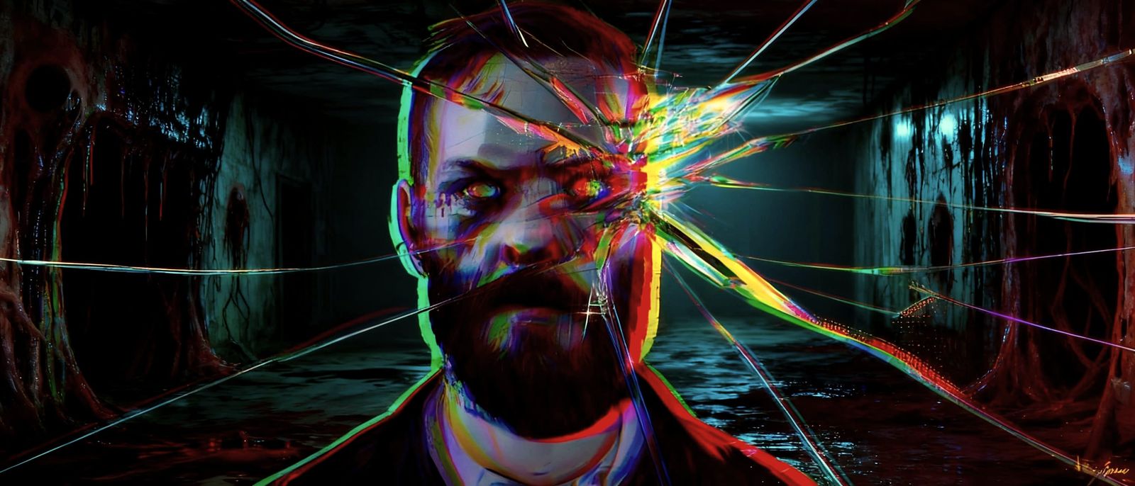 Melting Face in Abandoned Hallway, SOMA Inspired