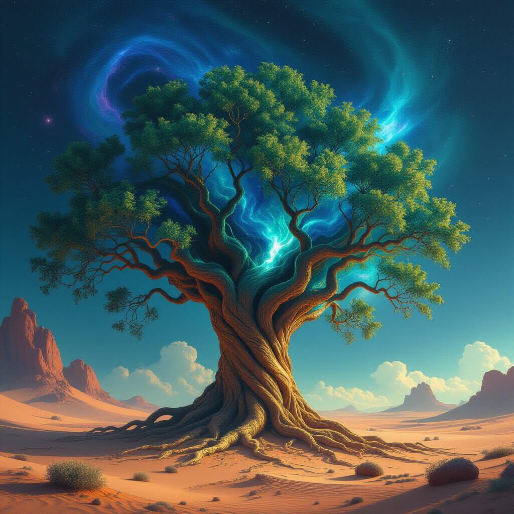 Epic Fantasy Tree in Alien Desert