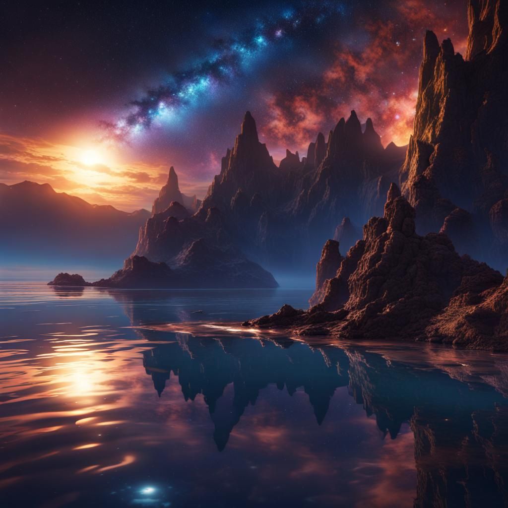 Galactic Reflection on a Starry Night Sea