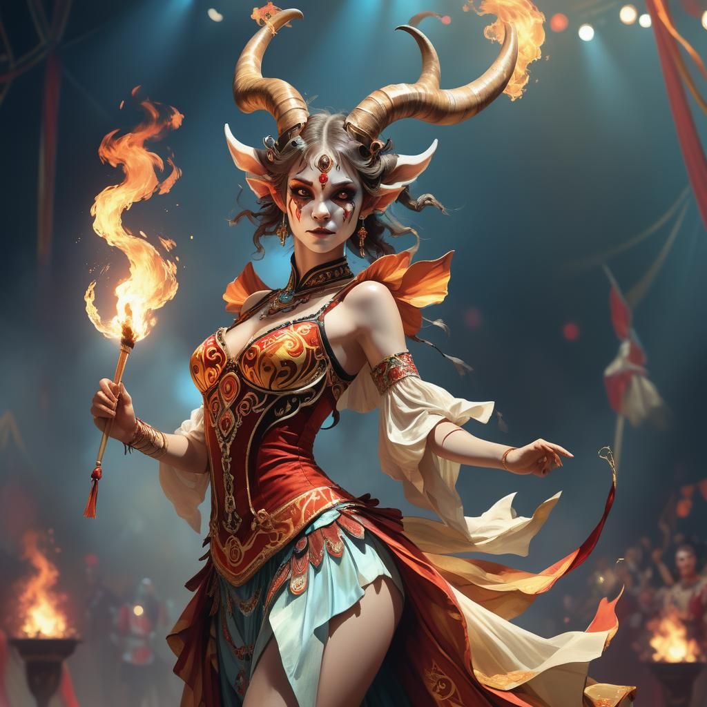 Fantasy Fey Fire Dancer Portrait