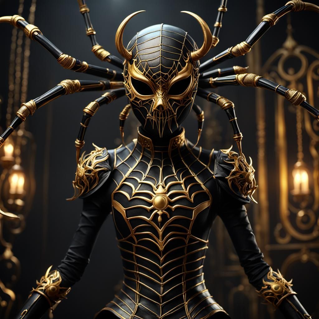 Monstrous Shadow Demon Marionette with Masquerade Mask