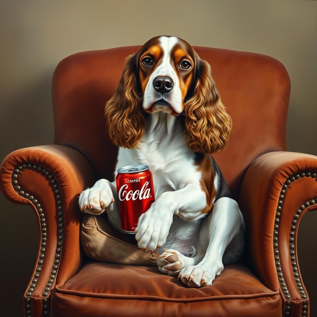 Spaniel Holding Coca-Cola
