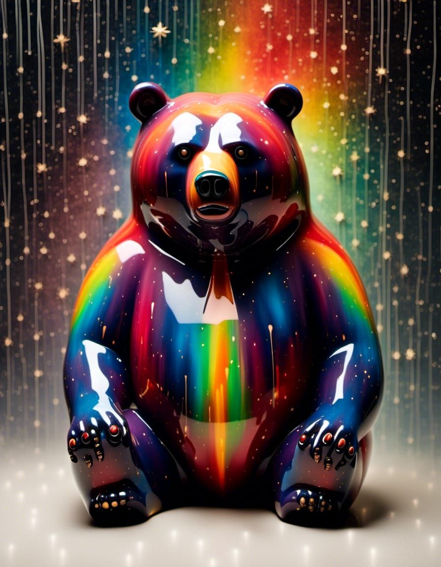 Galactic Rainbow Bear in Stylized Design