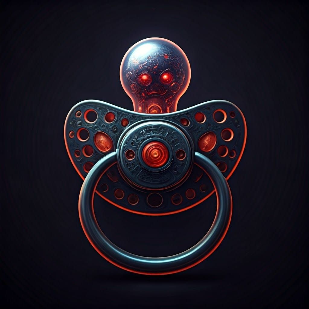 Nightmarish Demonic Pacifier in Biomechanical Horror Style