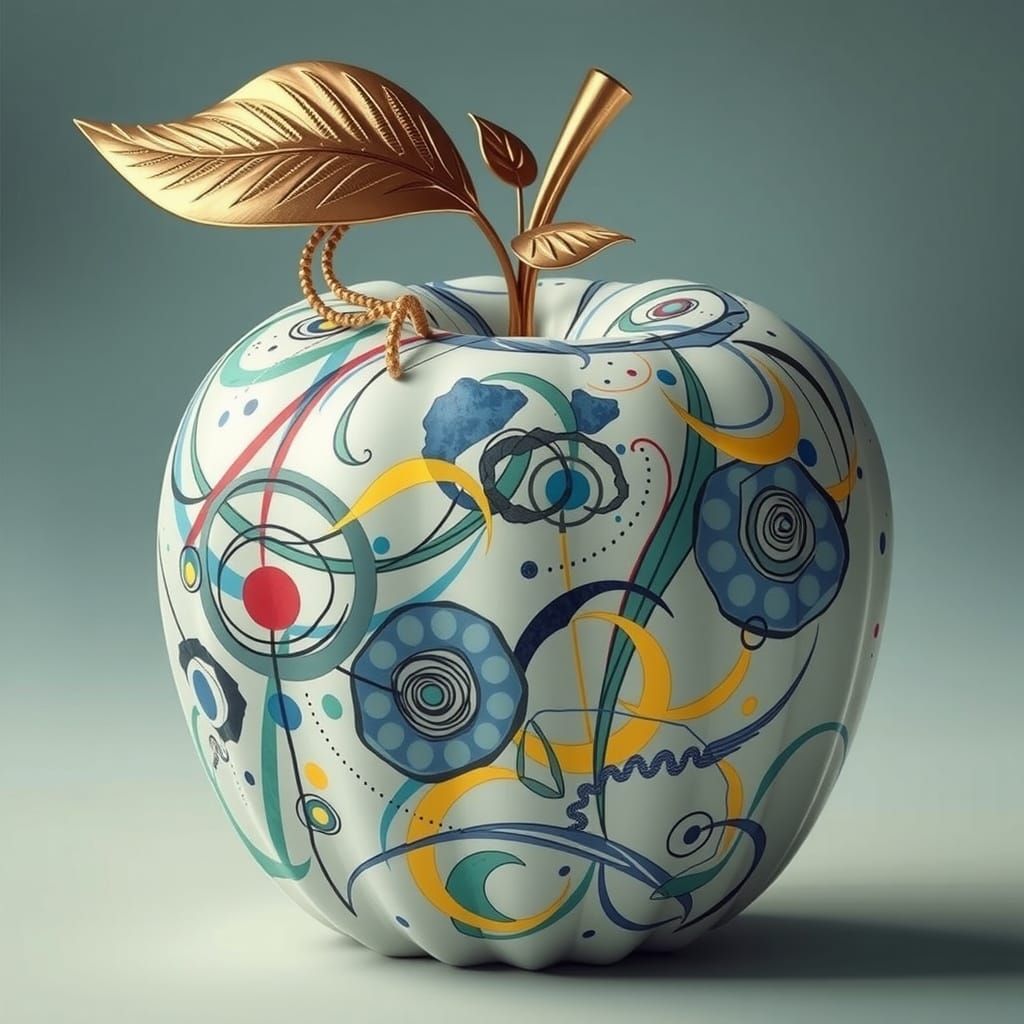 Kandinsky-Inspired Abstract Art in Vibrant Sapphire and Neon...