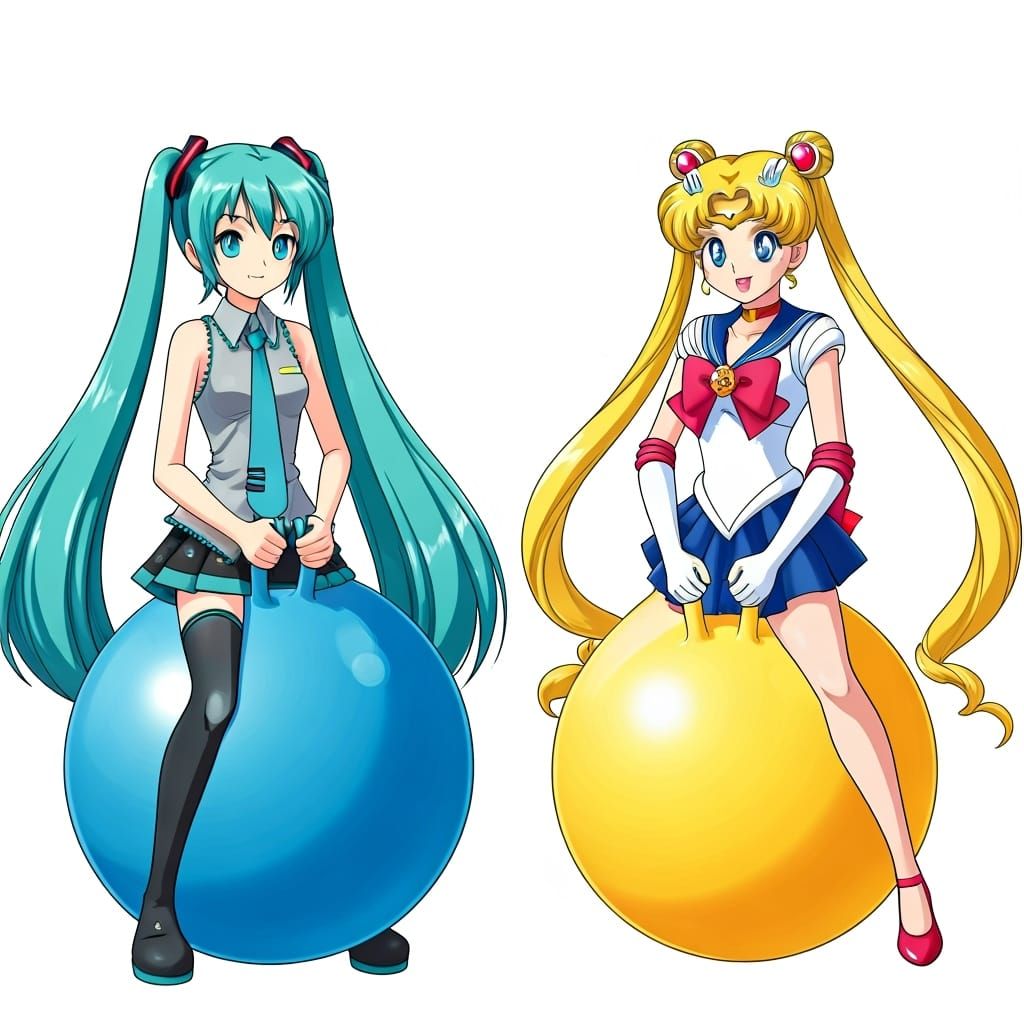 Hatsune Miku and Sailor Moon on Hopper Balls