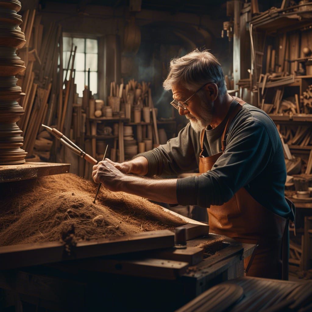Wood Turner at Work: Digital Matte Painting