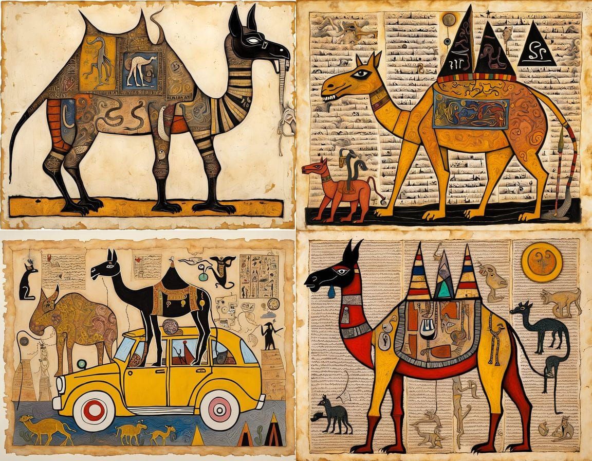 Bizarre Egyptian Mutants in Mixed Media Collage