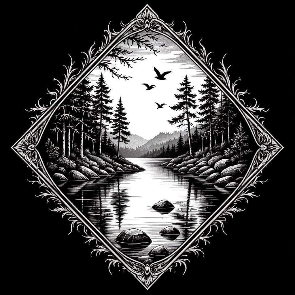Tattoo Design: Nature Reflection in Diamond