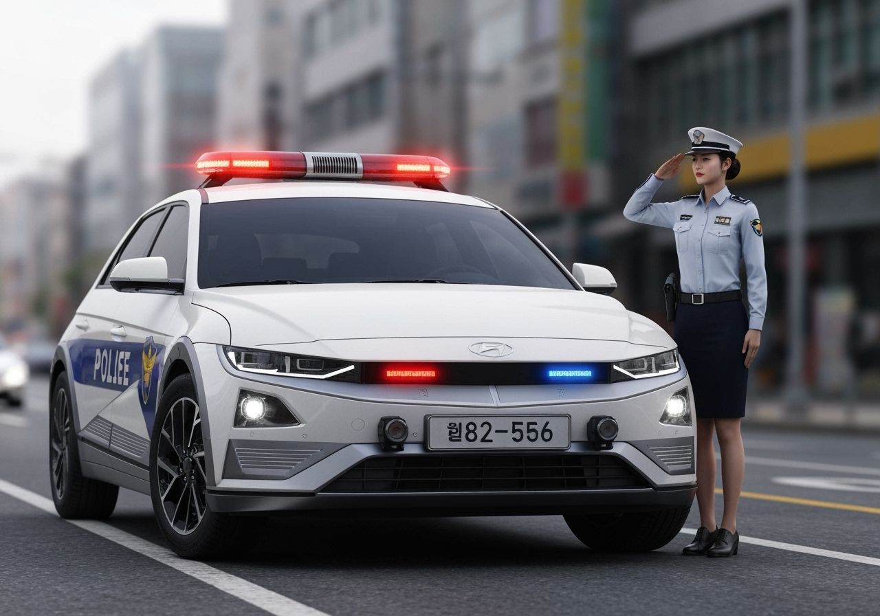 Hyundai Ioniq 5 South Korean Police Car Portrait