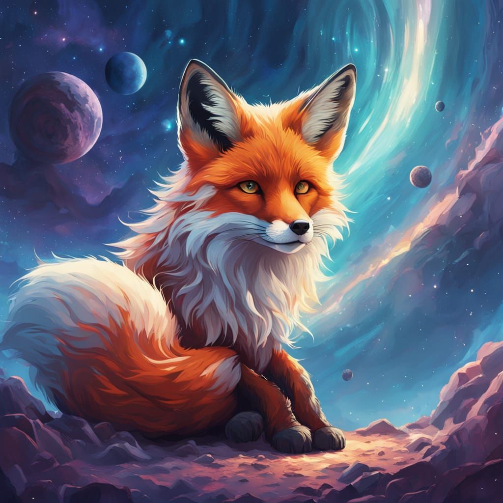Luminescent Fox in Cosmic Aura