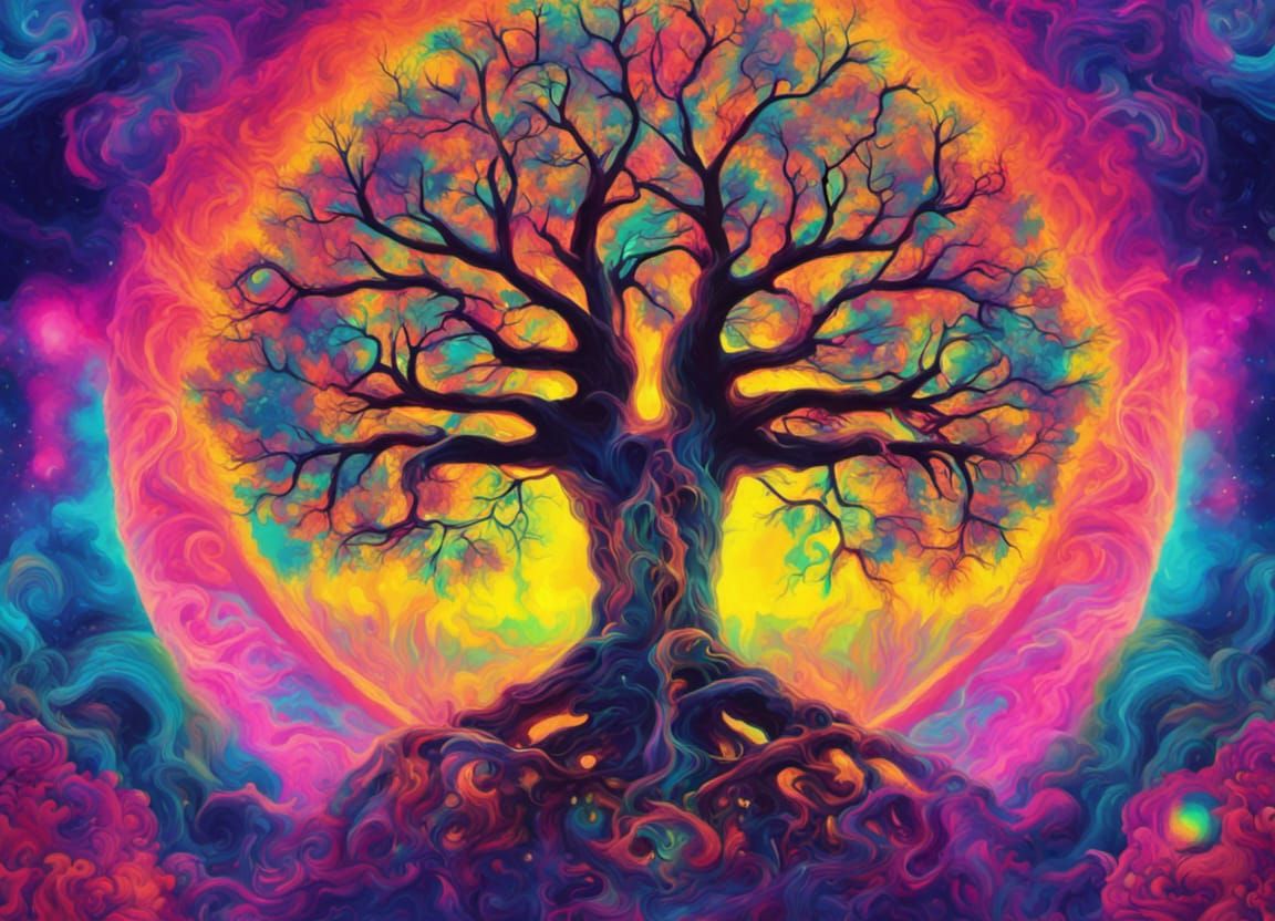 Psychedelic Tree of Life with Vibrant Colors