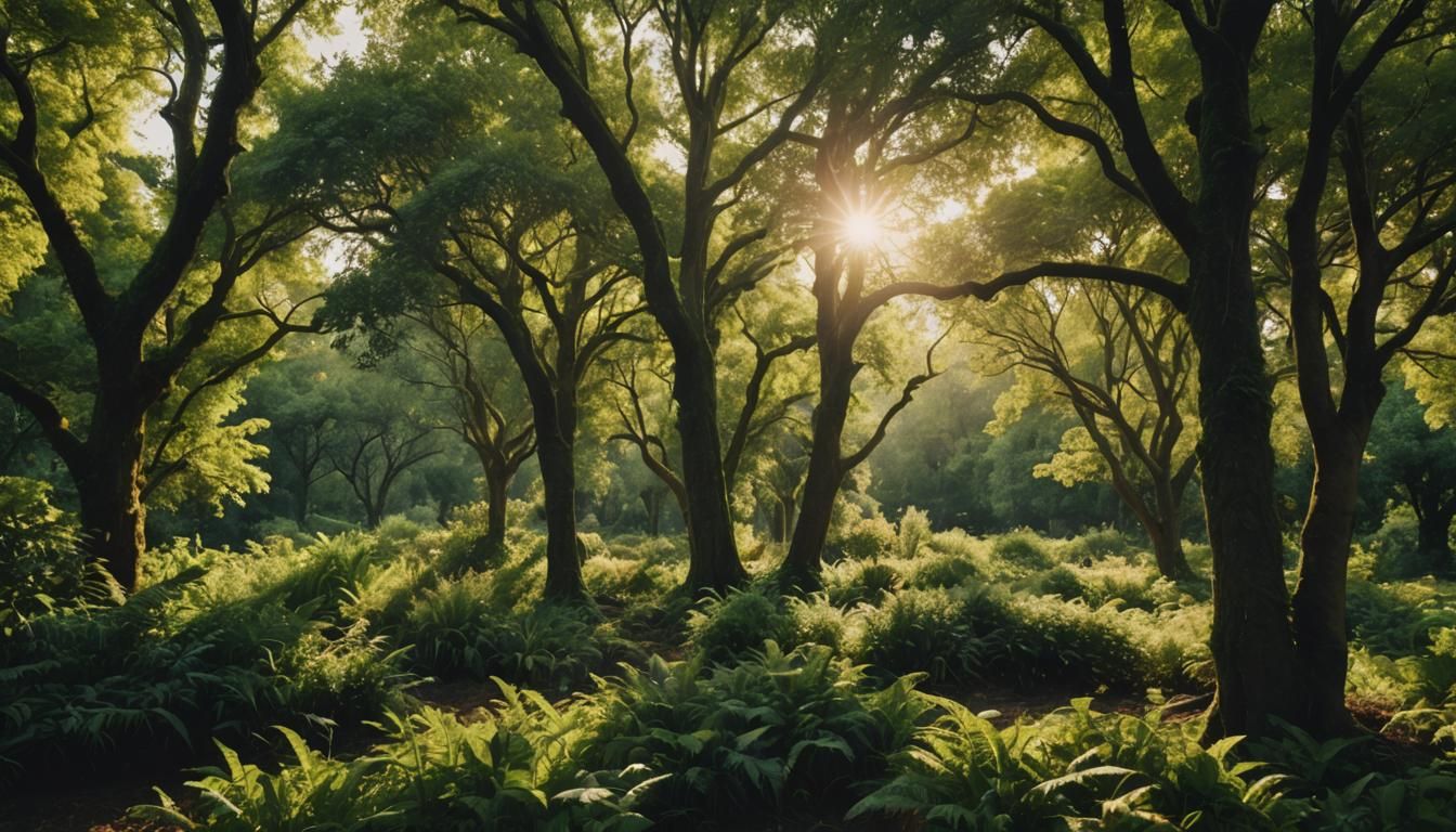 Lush Multilayered Food Production System in Sunlight