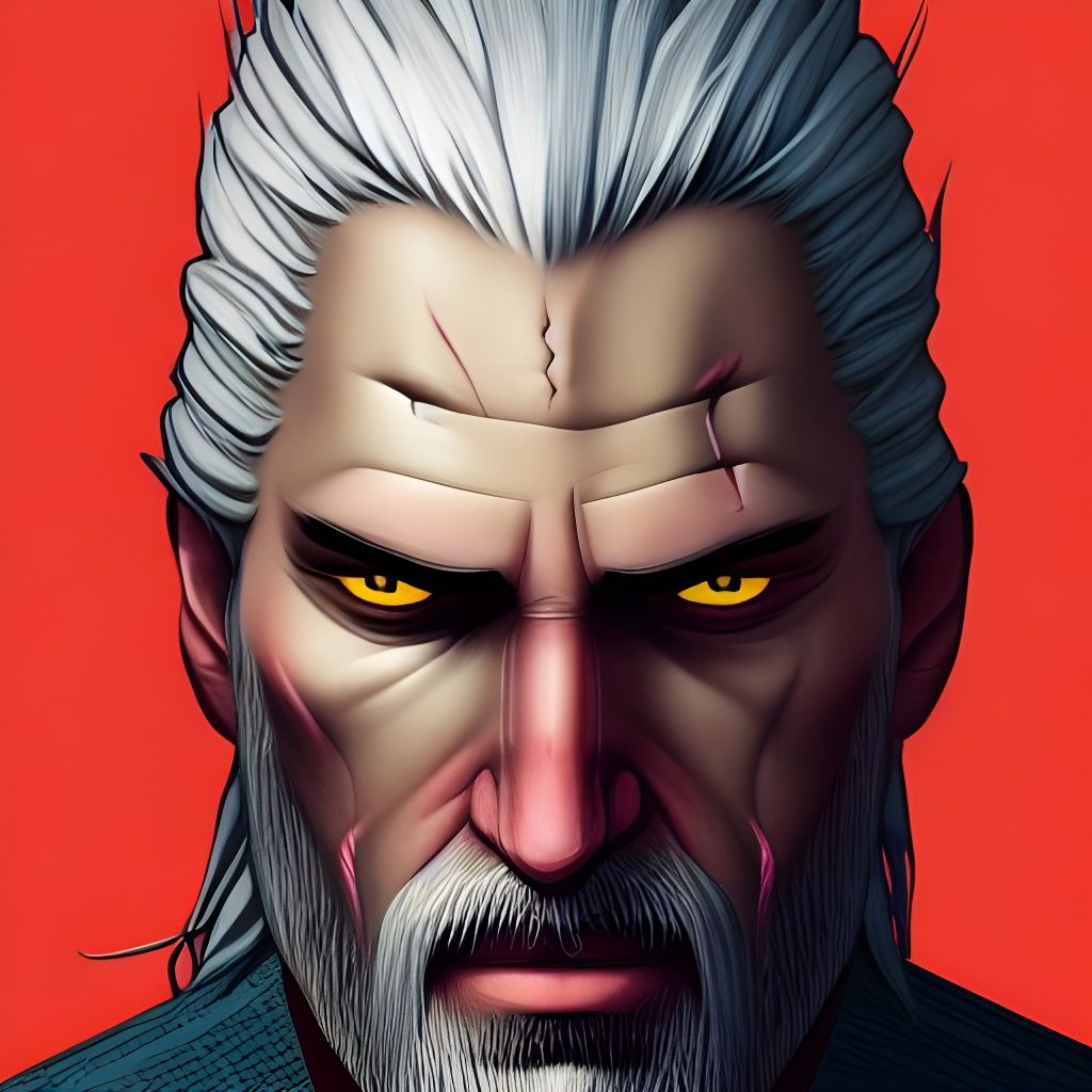 Geralt of Rivia Portrait in Ukiyo-e Style