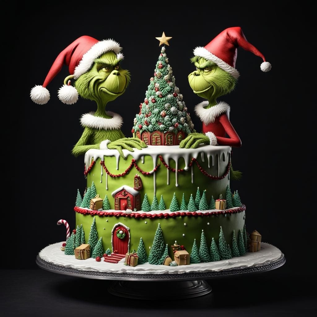 Festive Grinch Christmas Cake Sculpture