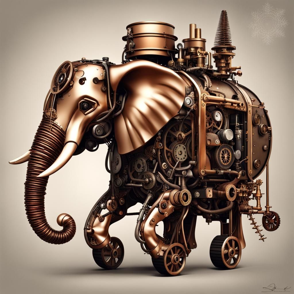 Steampunk Christmas Mechanical Elephant