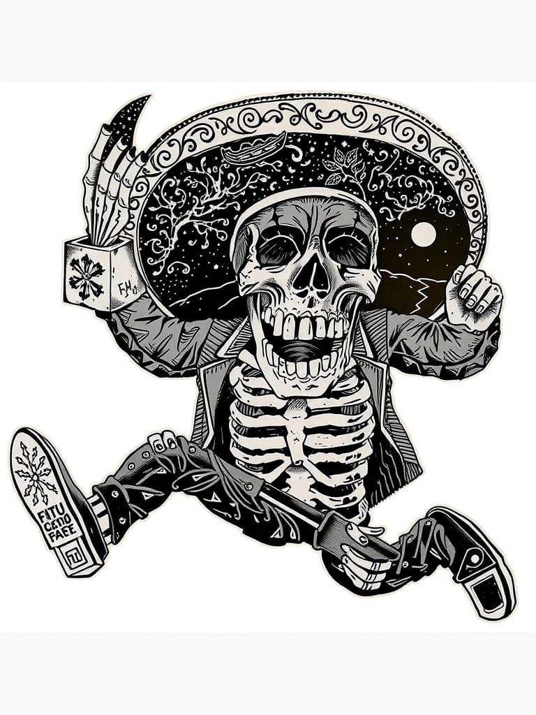 Mexican Folk Art Calavera in Dark Mysticism Style