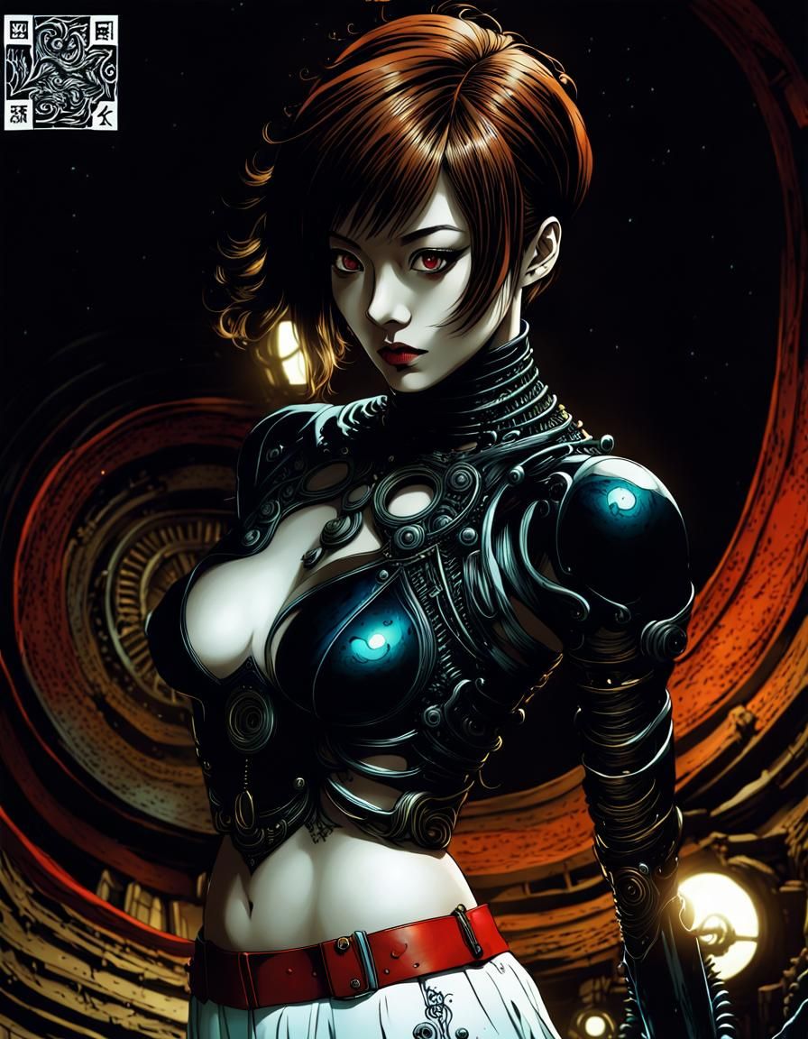 Elegant Horror Queen in Dark Fantasy Anime Style