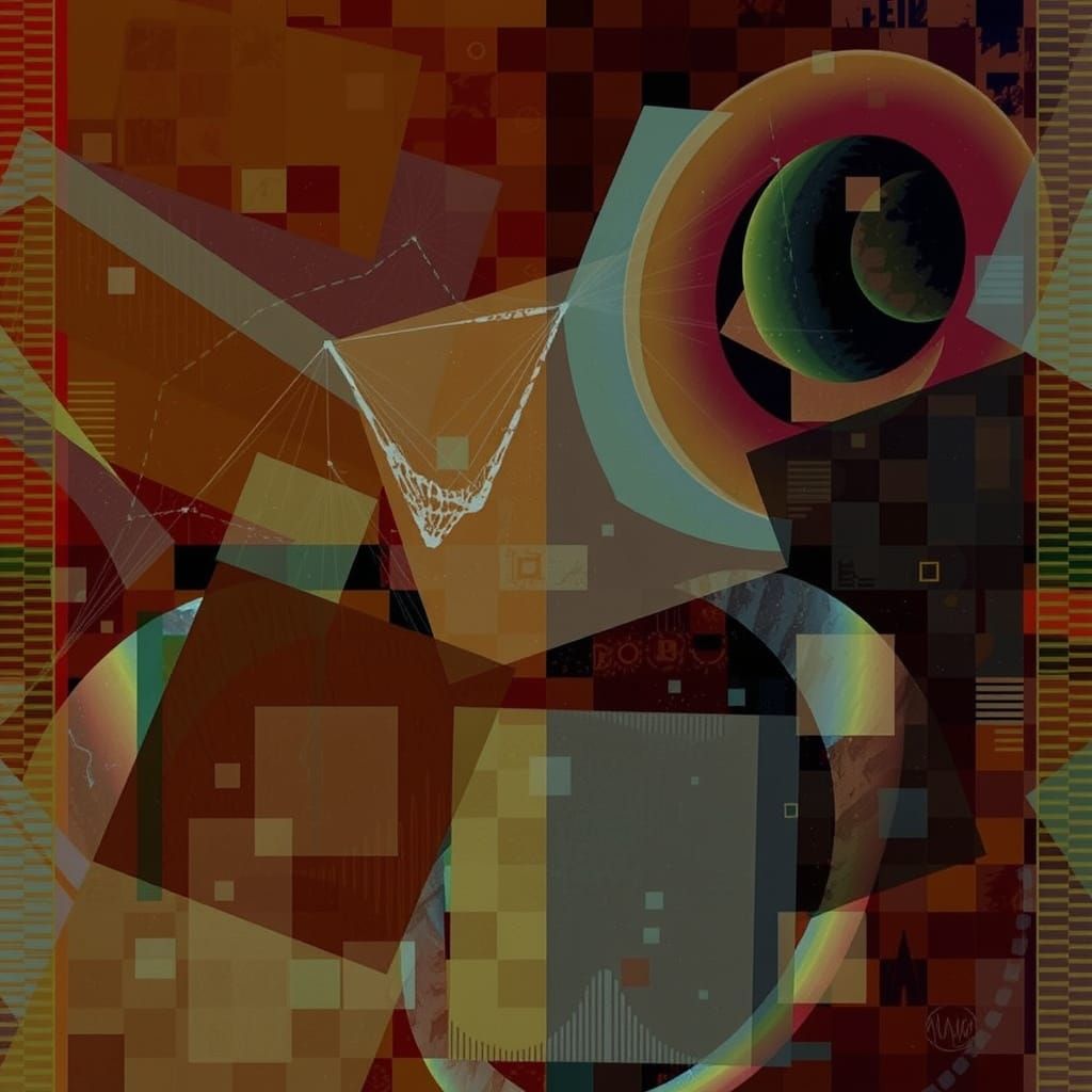 Abstract Design with Overlapping Colorful Squares