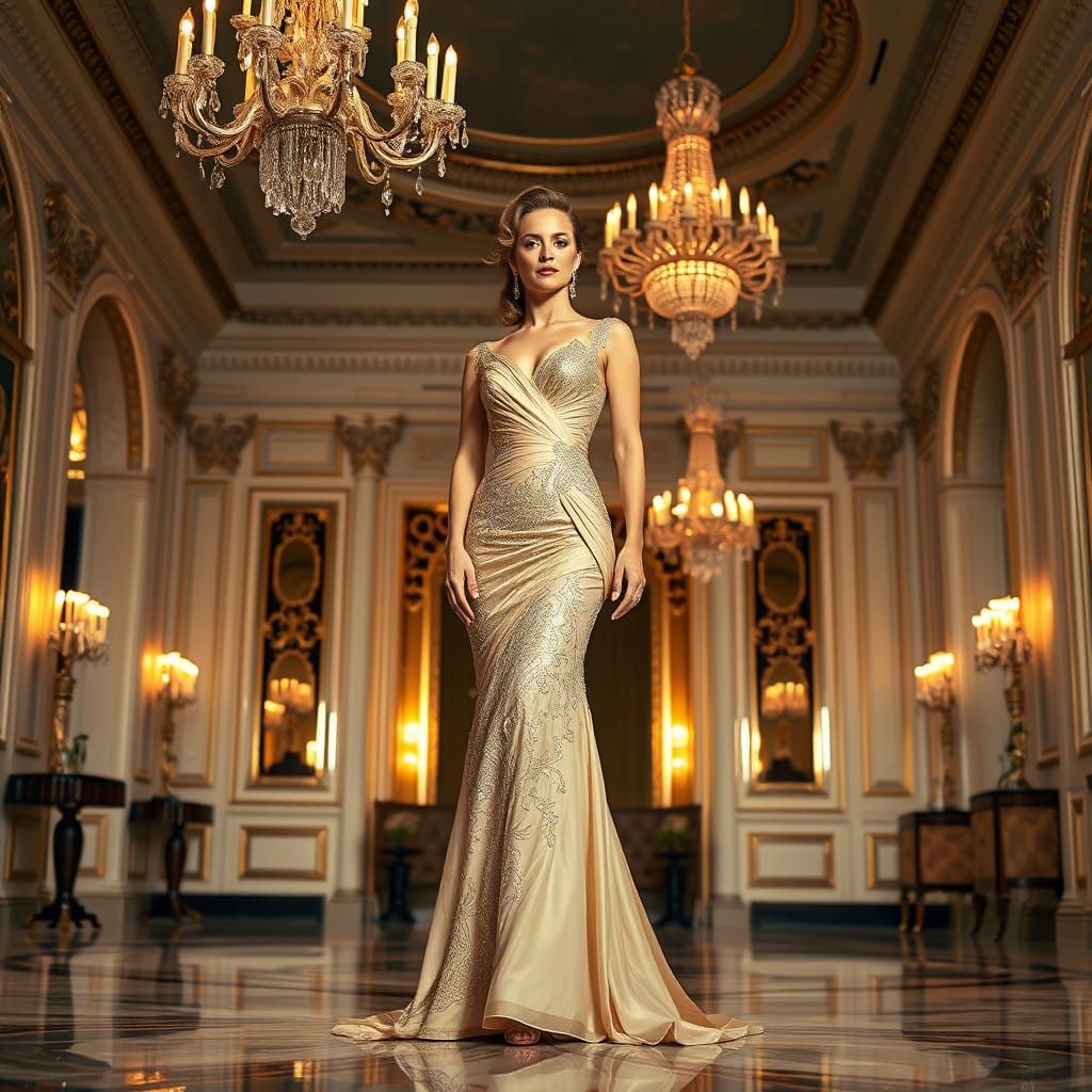 Elegant Woman in a Classic Hollywood Gala Portrait